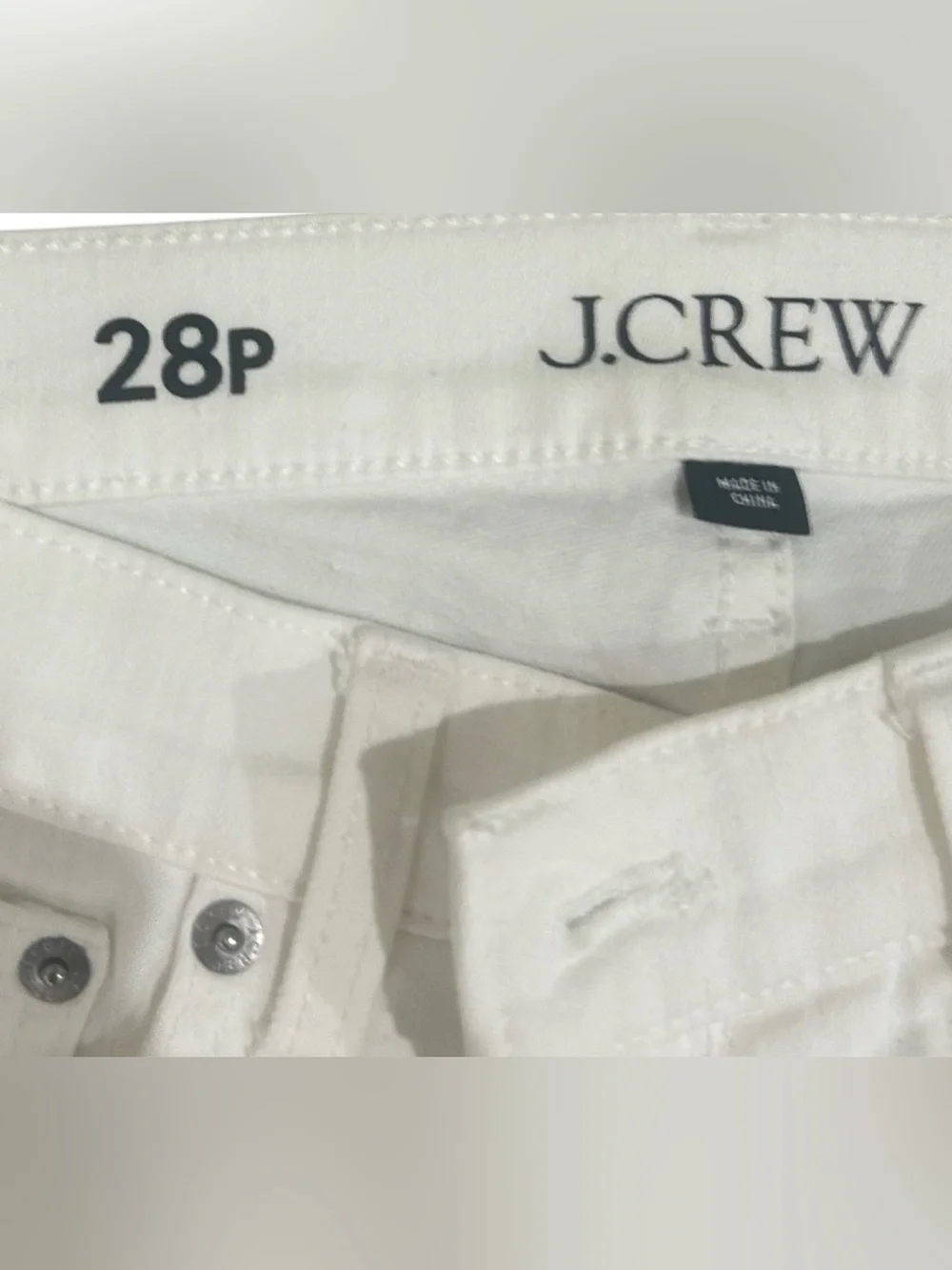 J. Crew Skinny 8” toothpick stretch cotton White denim Jeans size 28petite